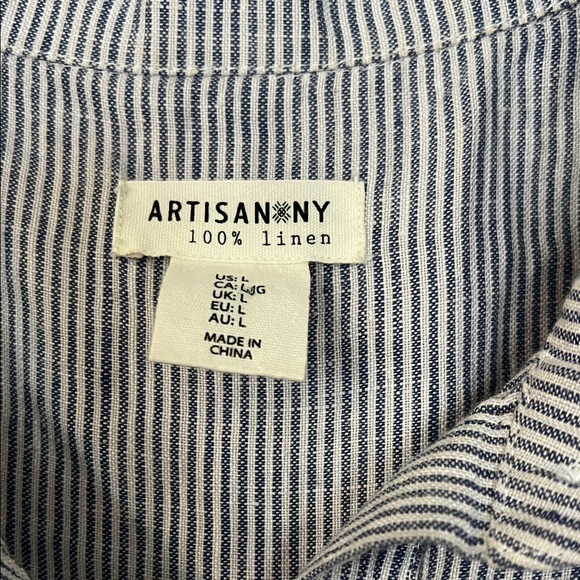 Artisan Blue Striped Dress with Embroidered Hem - Picture 2 of 4